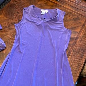 COLDWATER CREEK travel friendly dress 2 pc dark lavender dress & long cardigan